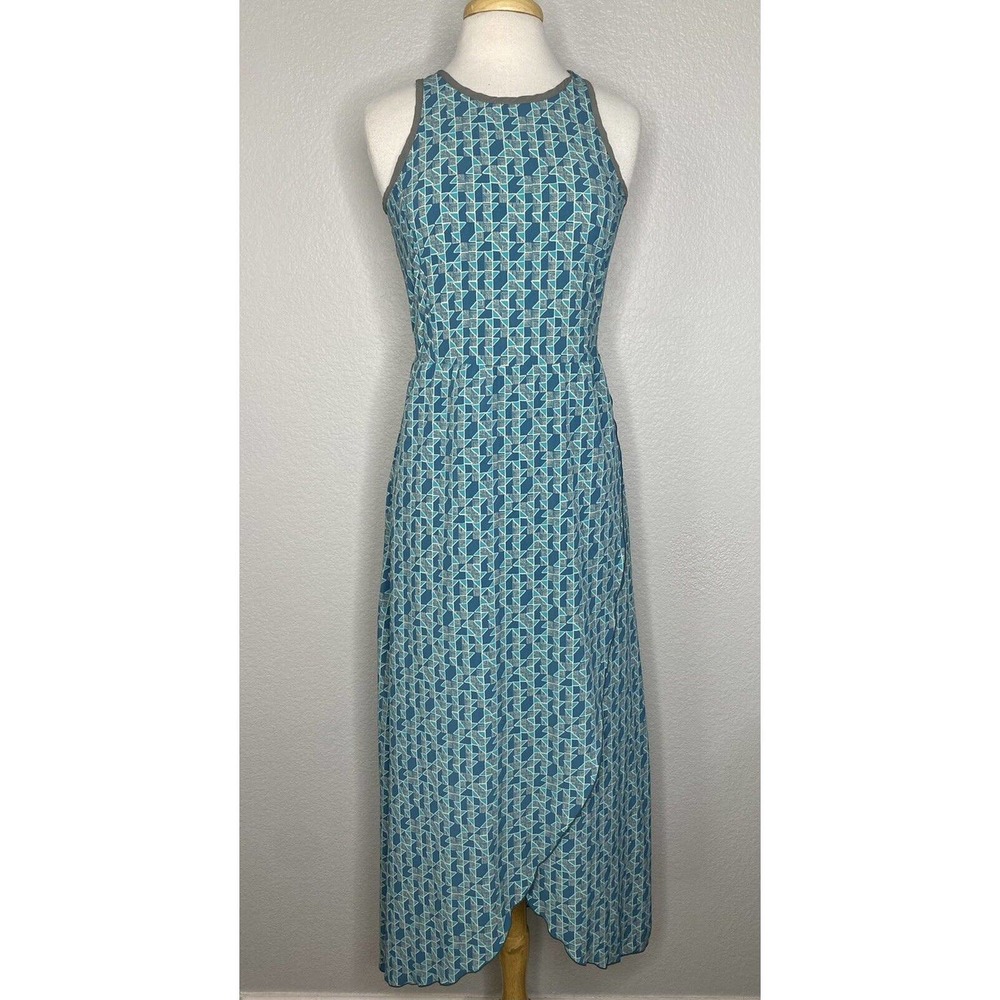 TOAD & CO Sunkissed Maxi Dress in Blue Geometric Print Size Medium Kohilo Nylon